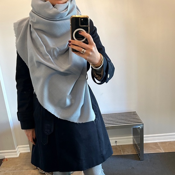 Ice blue/gray 100 percent wool big wrap for women - Picture 2 of 13